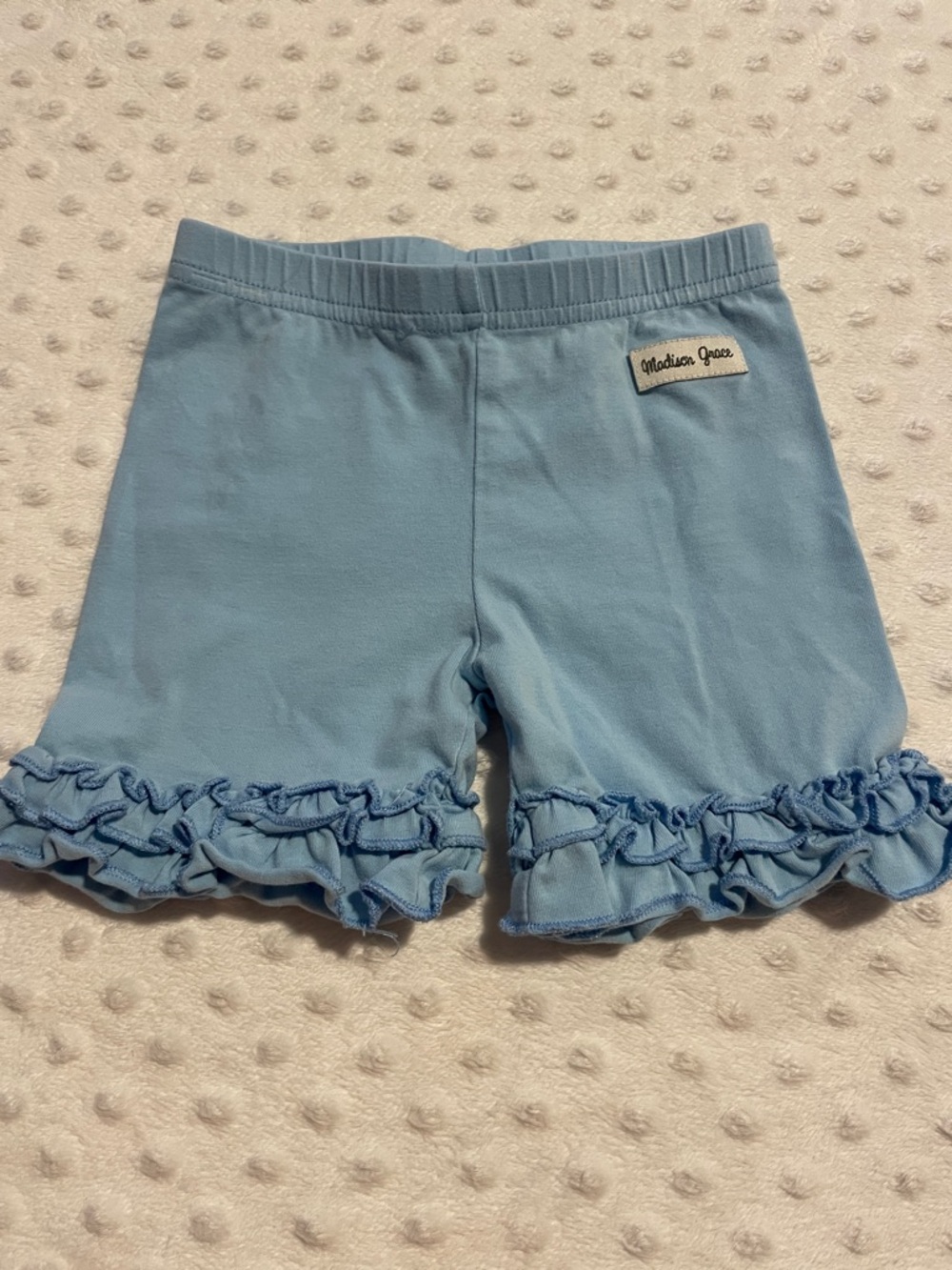 Madison Light Blue Ruffle Hem Shorts